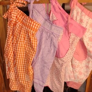 Lot Of 4 Vintage Aprons Gingham Floral Handmade Grannycore Attire